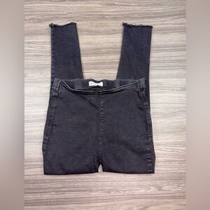 Free People Distressed Black Stretch Jeans Sz 27 Pull On Raw Hems